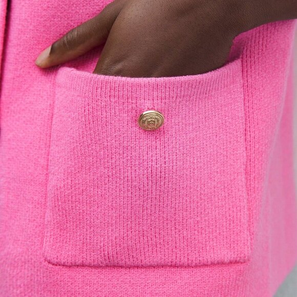 Hot Pink Casual Women's Knitted Elegant button down Cardigan - Picture 7 of 7